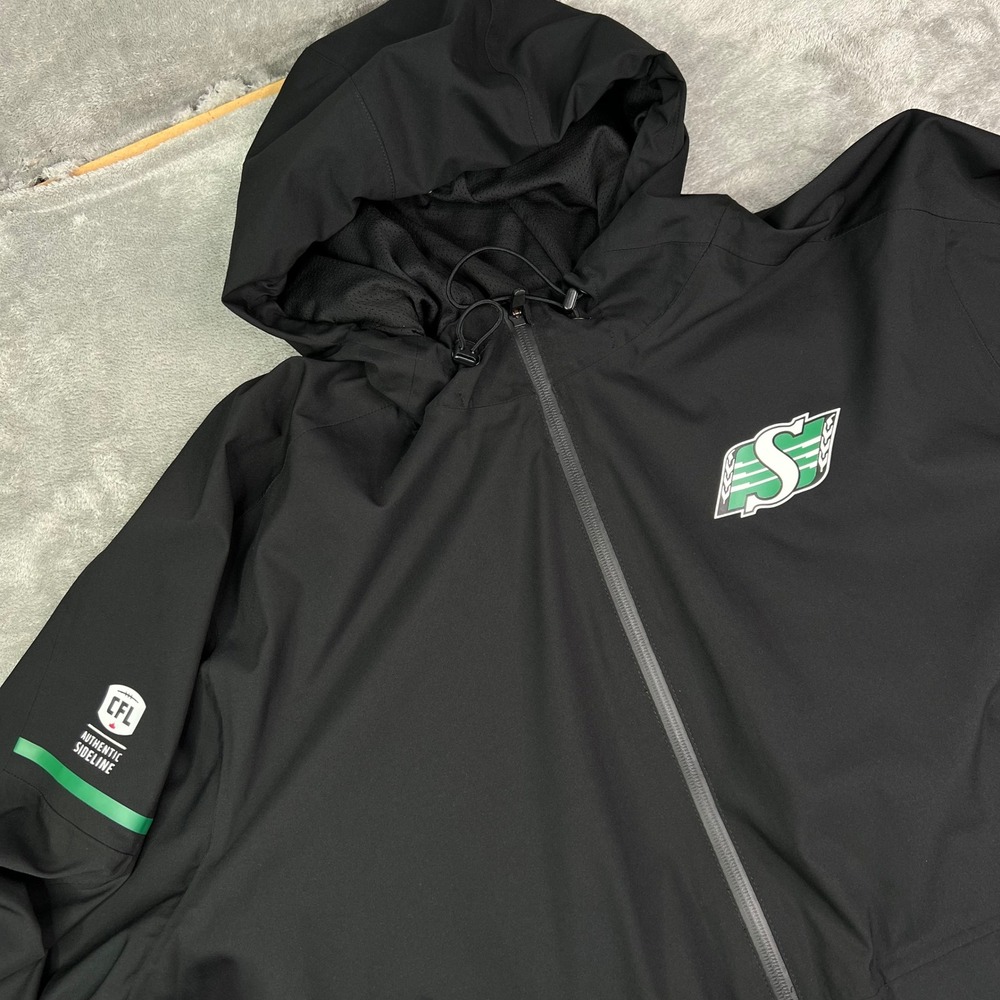 Adidas Saskatchewan Roughriders Jacket Men 4XL Black CFL Authentic Sideline Hood